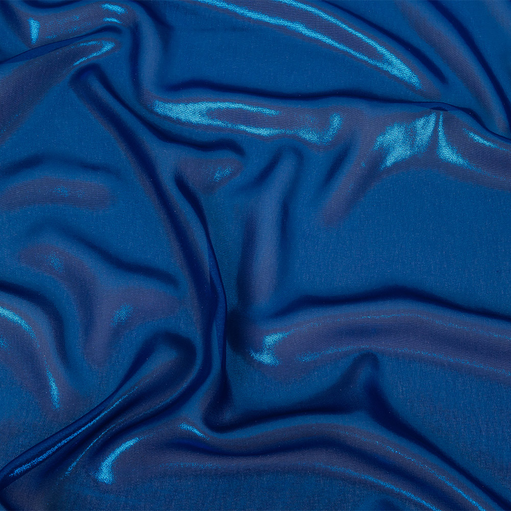 Metallic Magnetic Blue Liquid Sheen Polyester Chiffon