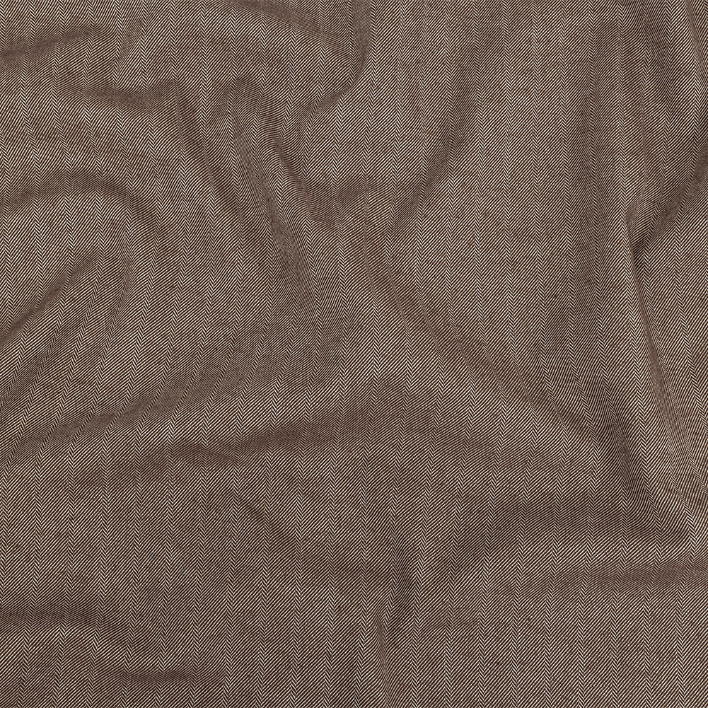 Chestnut Herringbone Stretch Blended Cotton Suiting