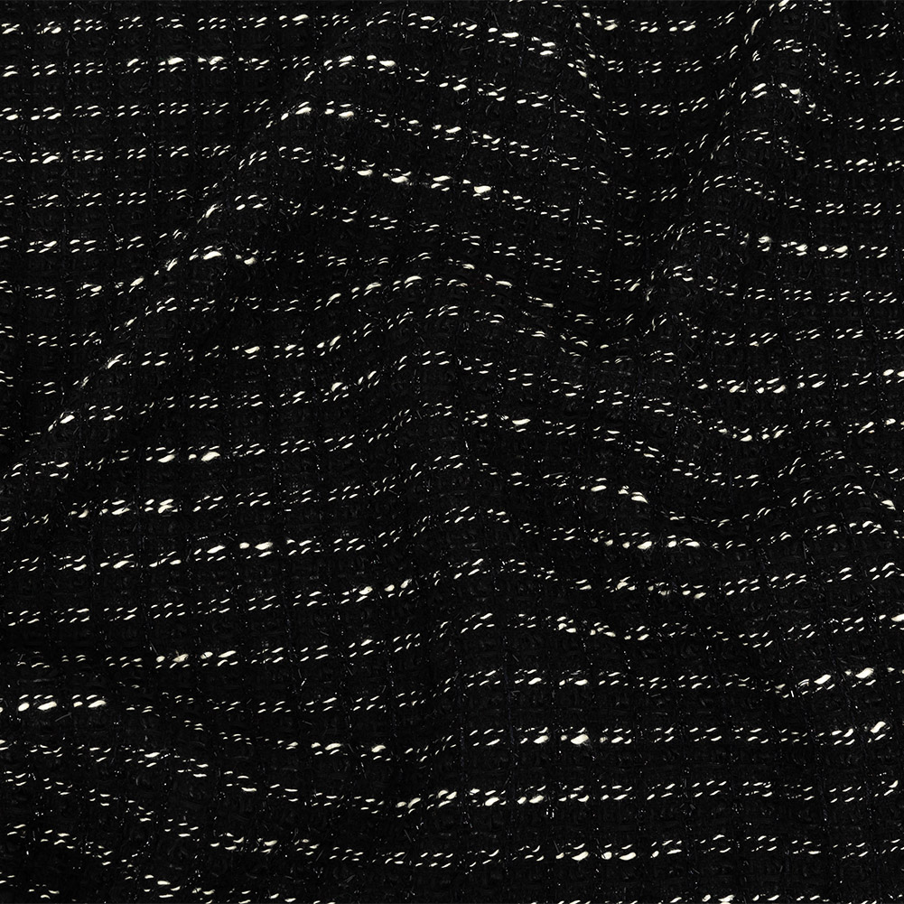 Alexander Wang Italian Black and White Striped Metallic Wool Tweed
