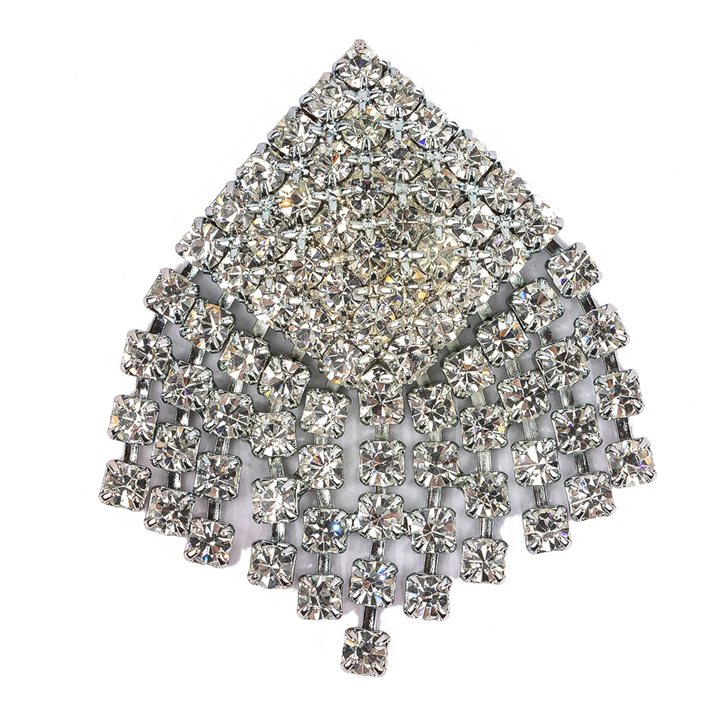 Vintage Swarovski Crystal Rhinestones and Silver Metal Abstract Ornament - 1.75