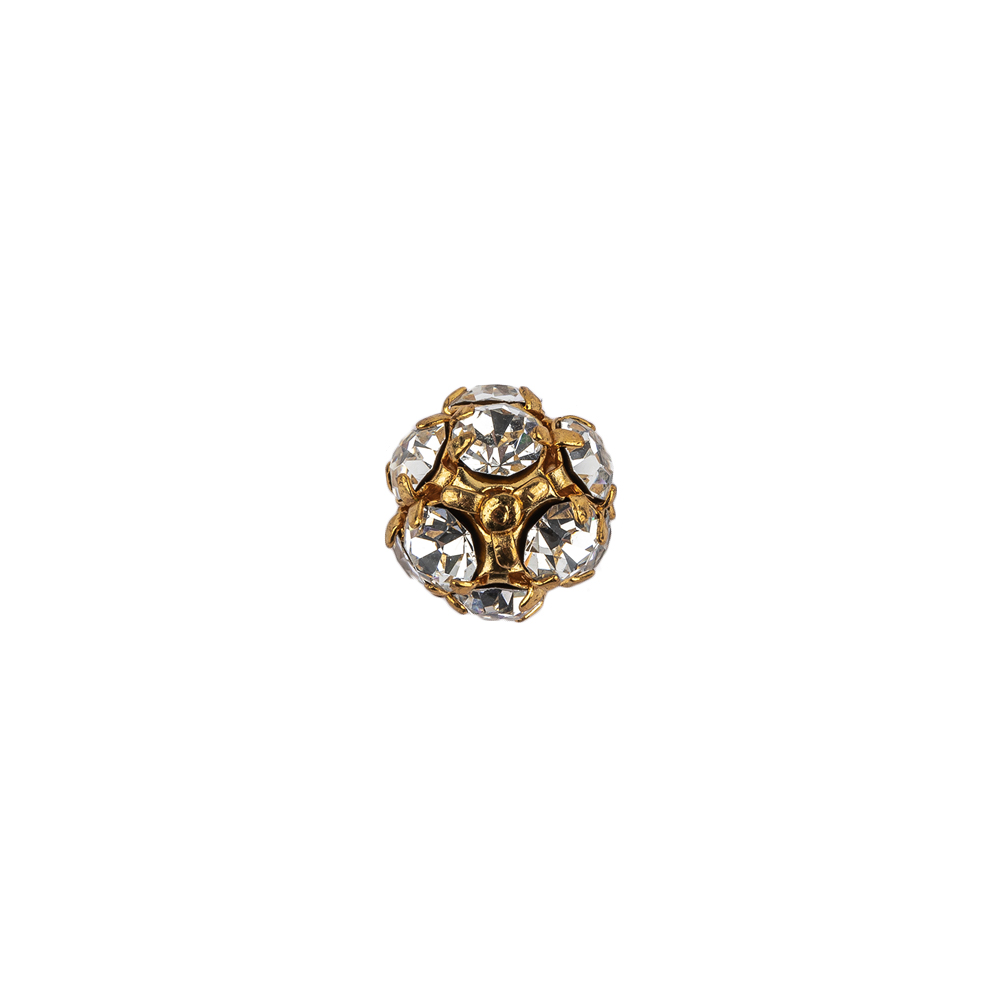 Vintage Swarovski Crystal Rhinestones and Gold Metal Shank Back Ball Button - 16L/10mm
