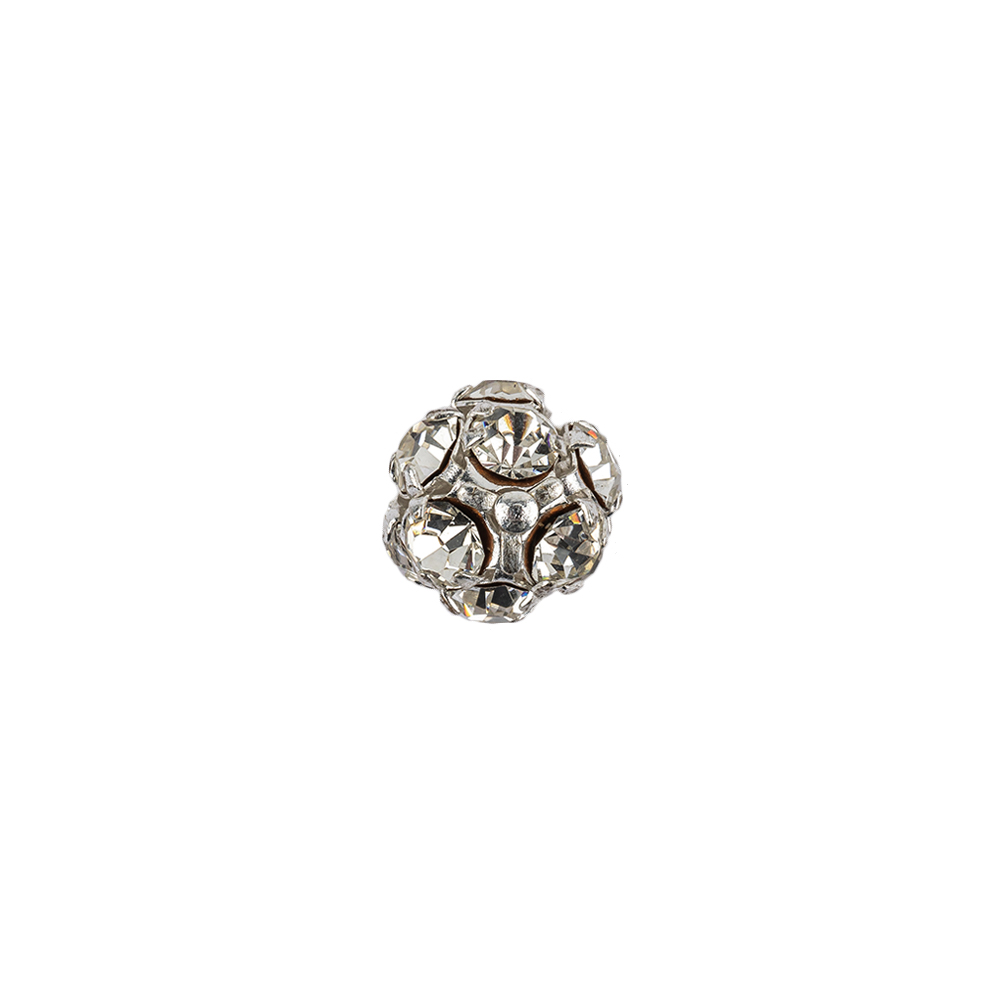 Vintage Swarovski Crystal Rhinestones and Silver Metal Shank Back Ball Button - 16L/10mm