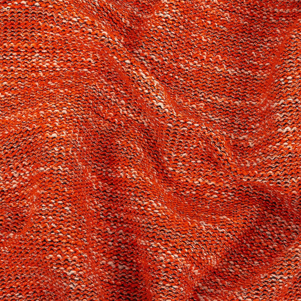 Italian Electric Orange Tweed-Like French Terry