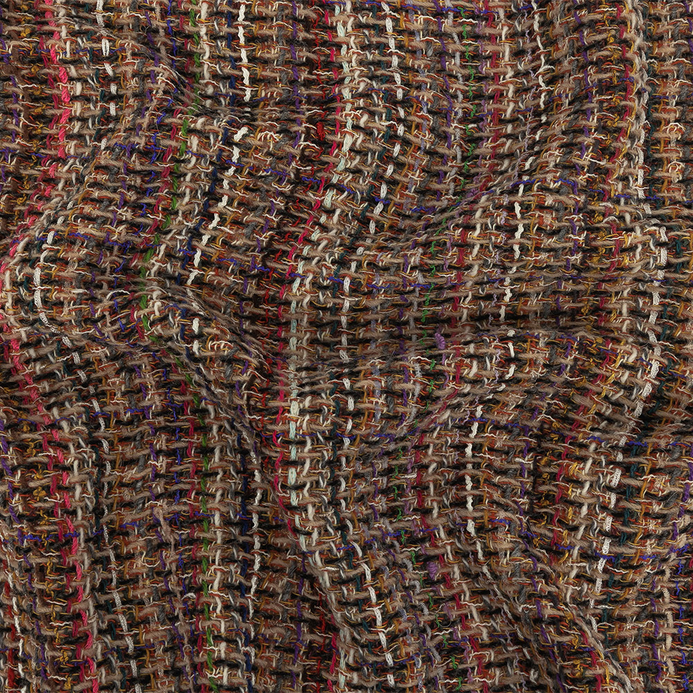 Multicolor and Beige Loosely Woven Wool Tweed