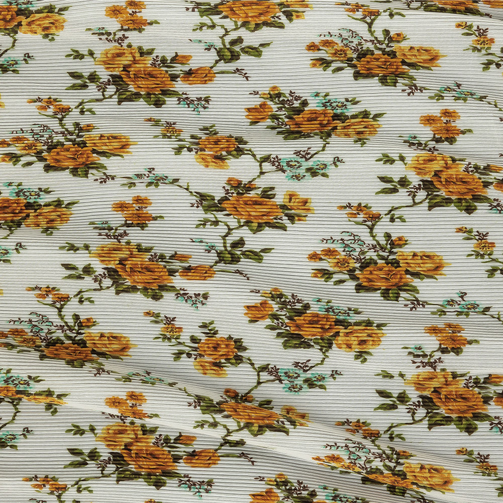 Zimmermann Thorny Yellow Floral Pleated Polyester Organdy