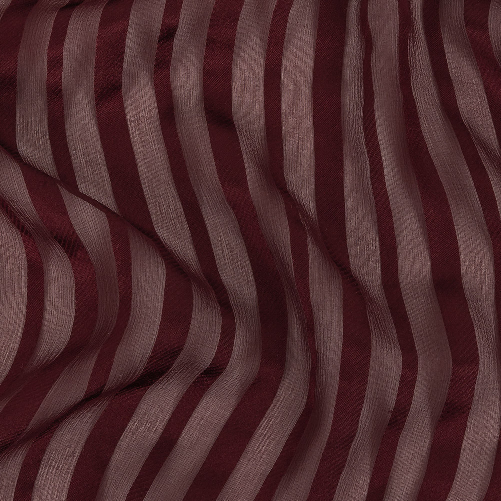 Zimmermann Mahogany Crinkled Silk Chiffon with Burnout Satin Stripes