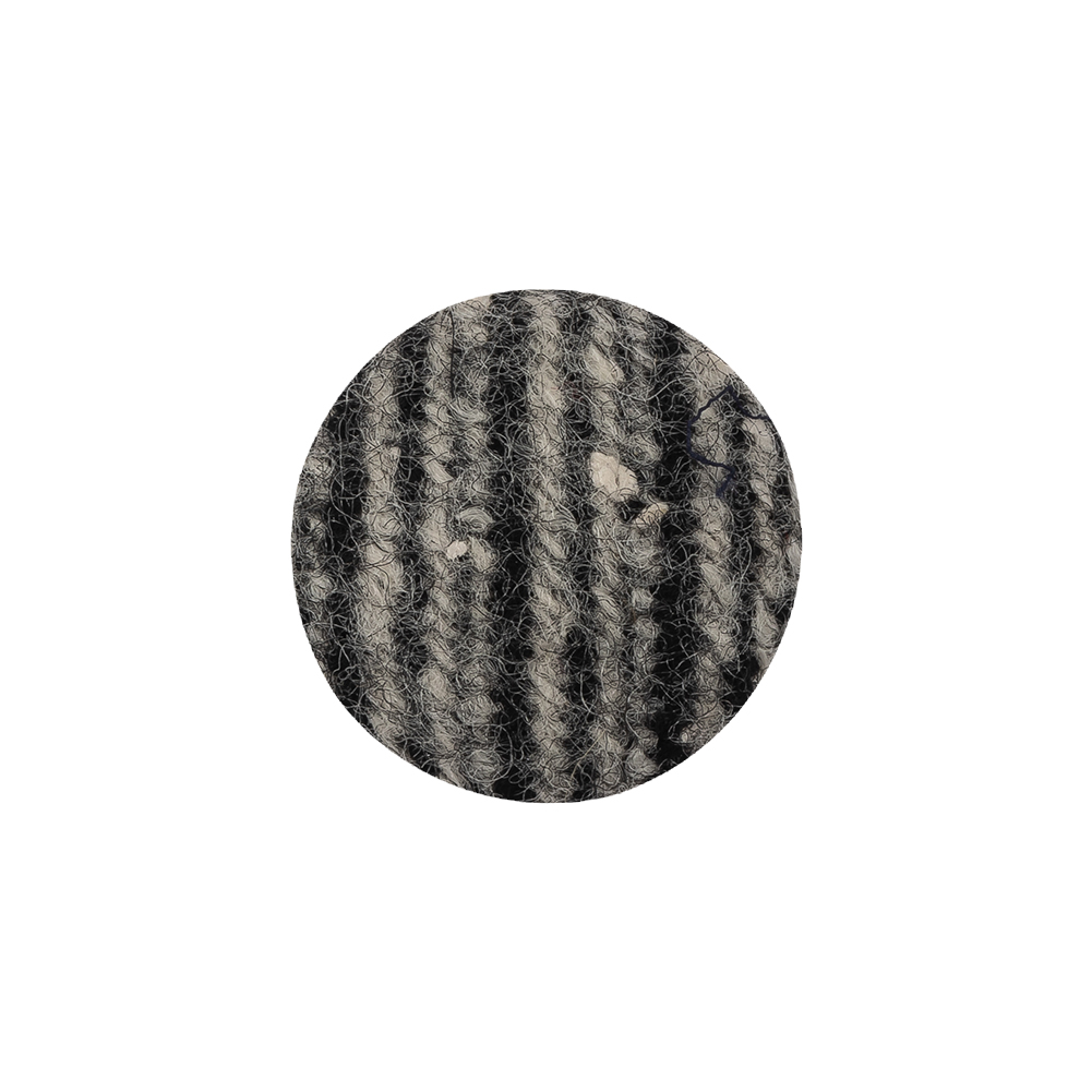Black, Agate Gray and White Tweed Fabric Covered Wool and Metal Shank Back Button - 32L/20mm