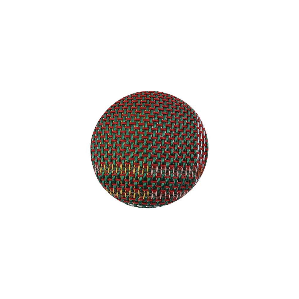 Red, Blue and Yellow Checks Dobby Fabric Covered Domed Cotton and Metal Sew On Button - 24L/15mm