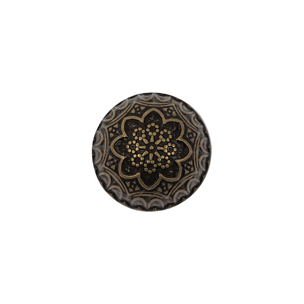 Bronze Floral Classical Dome Shaped Metal Coat Button - 24L/15mm