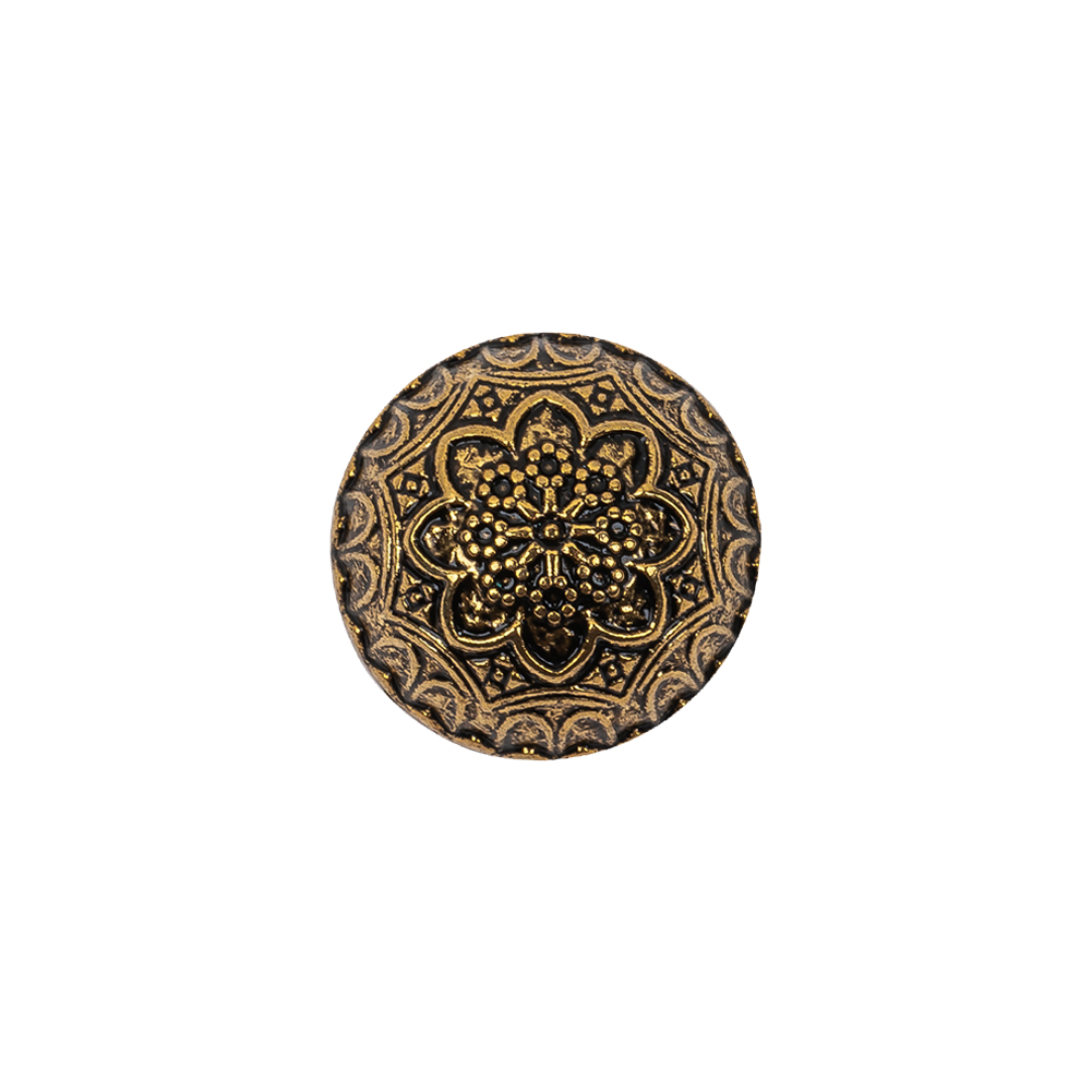 Gold Floral Classical Dome Shaped Metal Coat Button - 24L/15mm