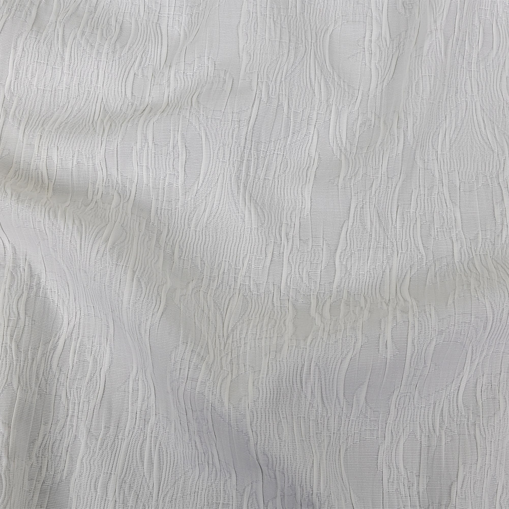 Italian Optic White Stretch Crinkled Cotton Jaquard