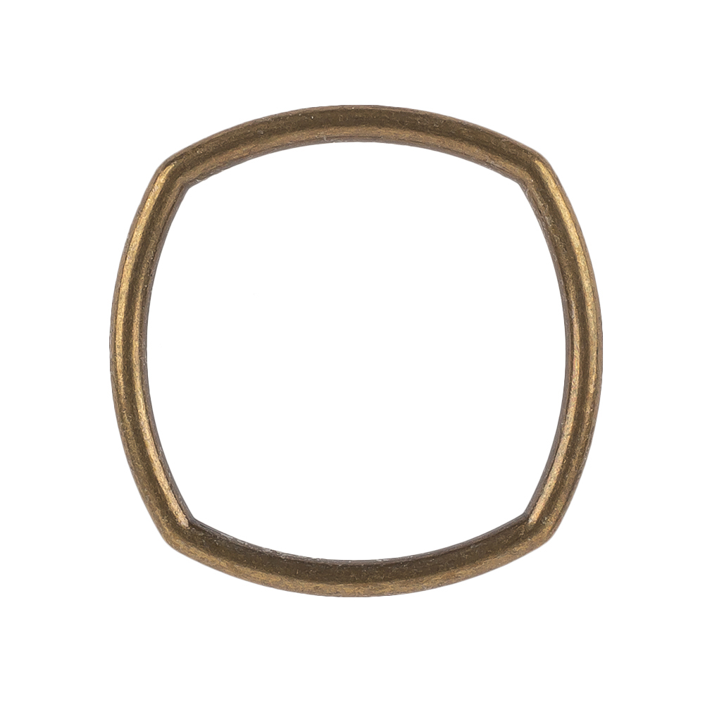 Weathered Gold Rounded Square Metal Ring - 35mm