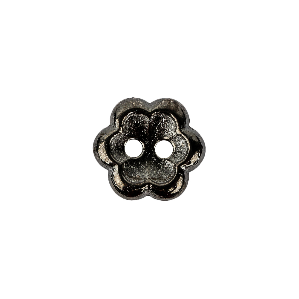 Gunmetal Concave 2-Hole Metal Flower Button - 24L/15mm