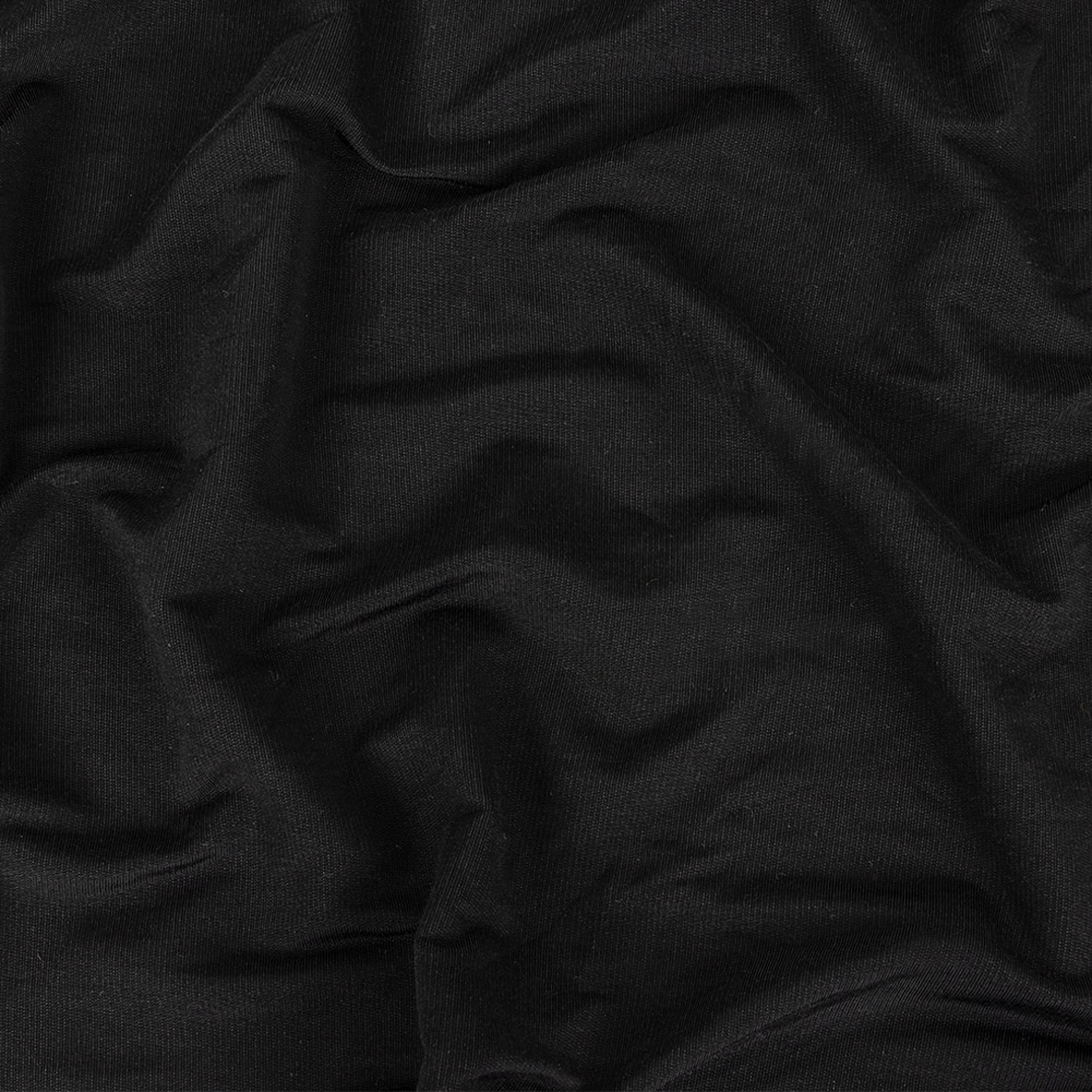 Black Cotton and Rayon Stretch French Terry