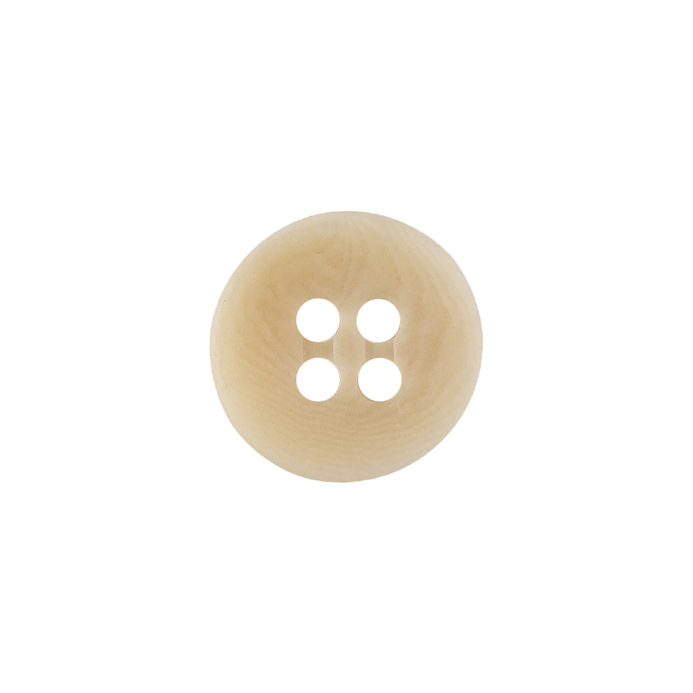 Italian Natural Smooth Top 4-Hole Button - 24L/15mm