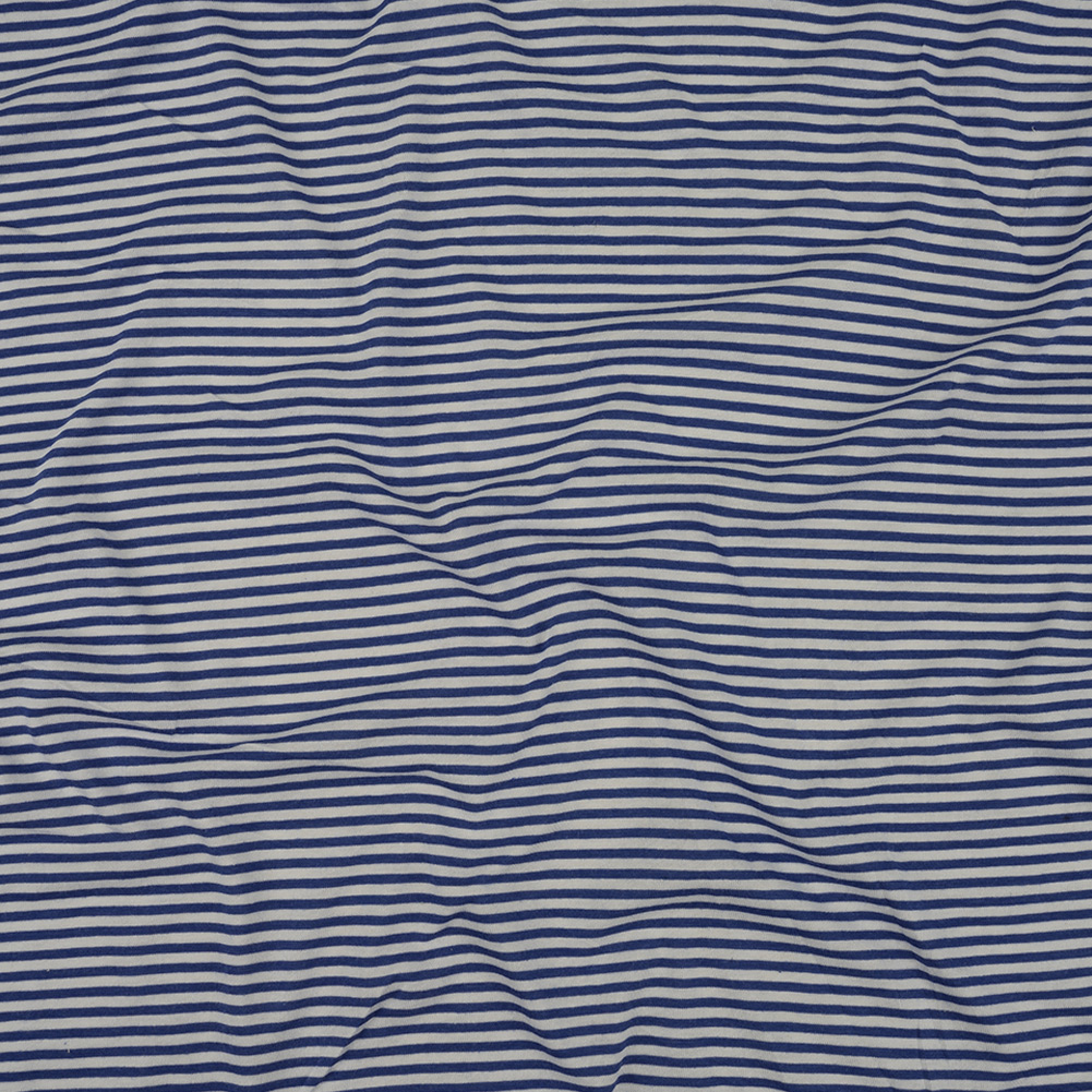 Blue and White Candy Stripes Cotton and Rayon Jersey