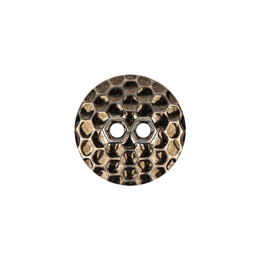 Italian Gunmetal Circles Textured 2-Hole Metal Whistle Button - 28L/18mm