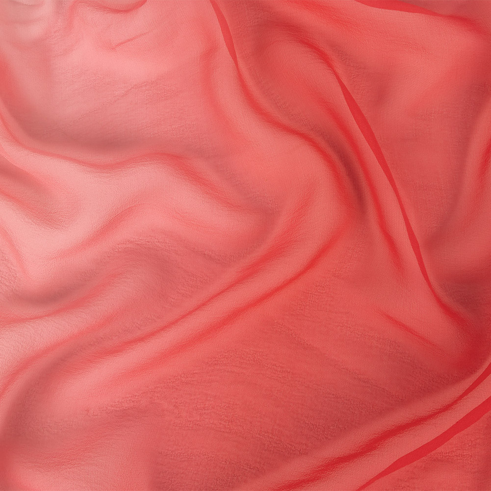 Mars Red and Quartz Pink Ombre Silk Chiffon