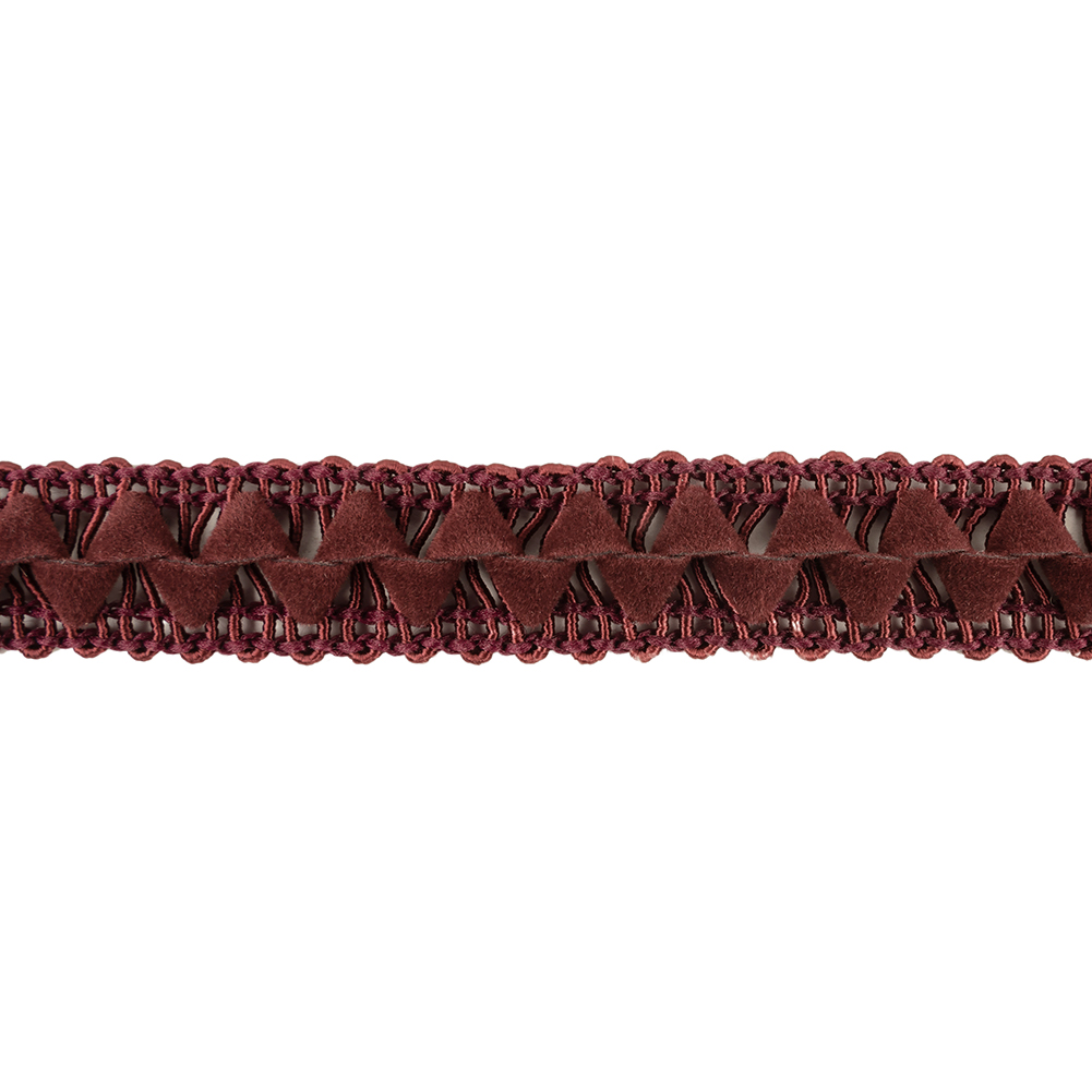Oxblood Cord and Faux Suede Braided Trim - 0.5