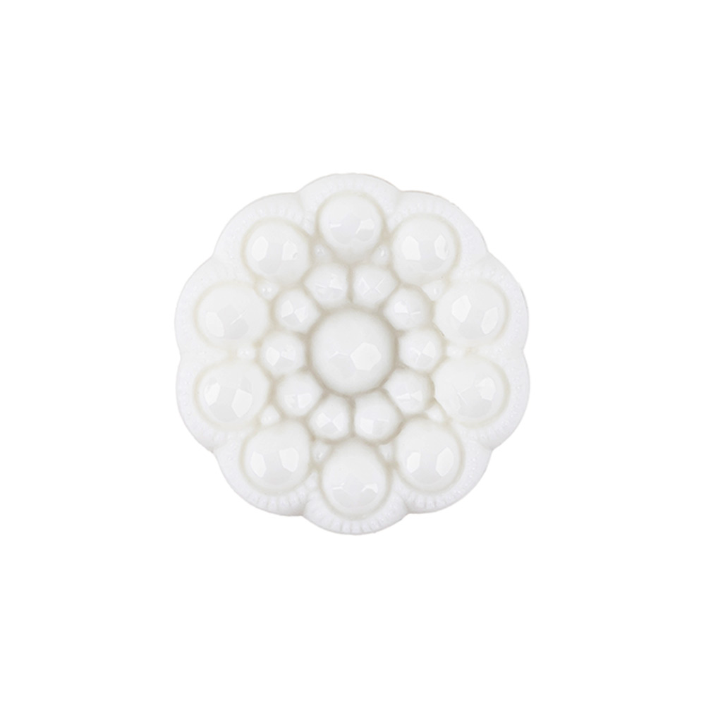 Italian White Decorative Circles Floral Shank Back Button - 36L/23mm