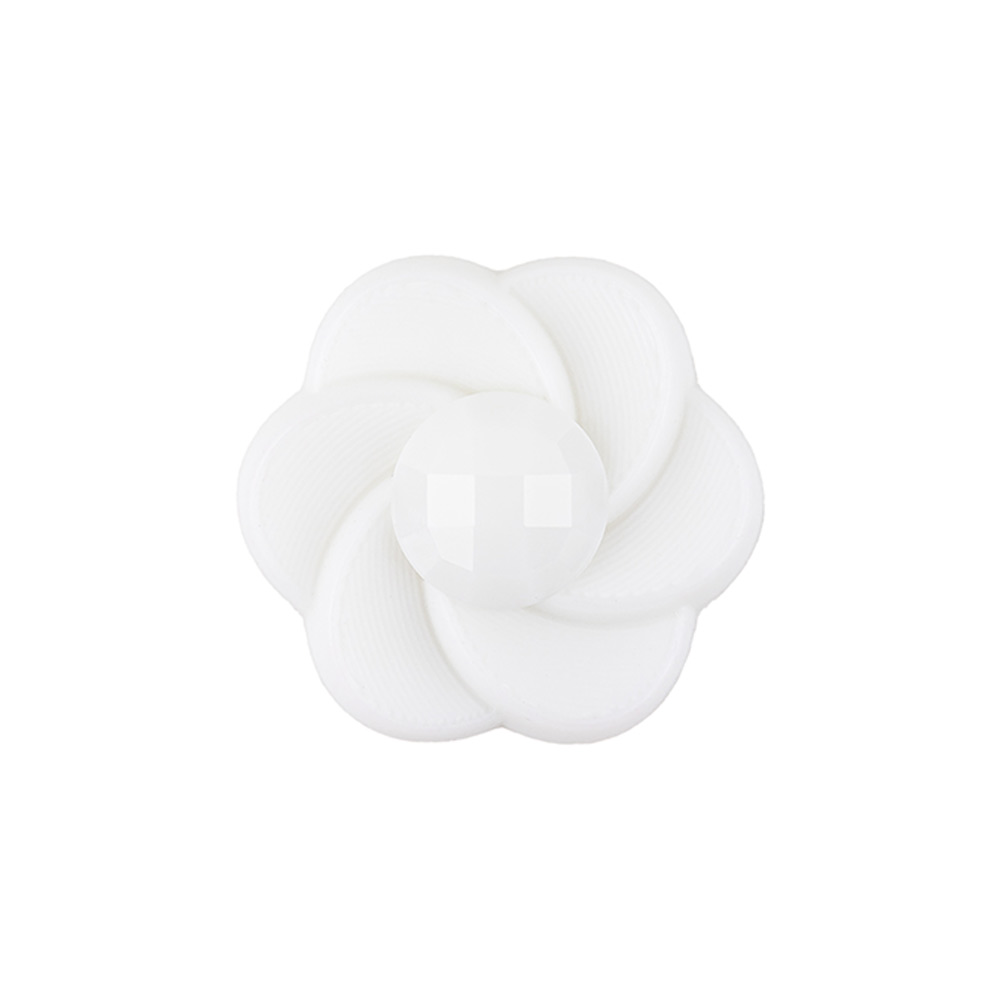 Italian White Floral and Geometric Shank Back Nylon Button - 36L/23mm