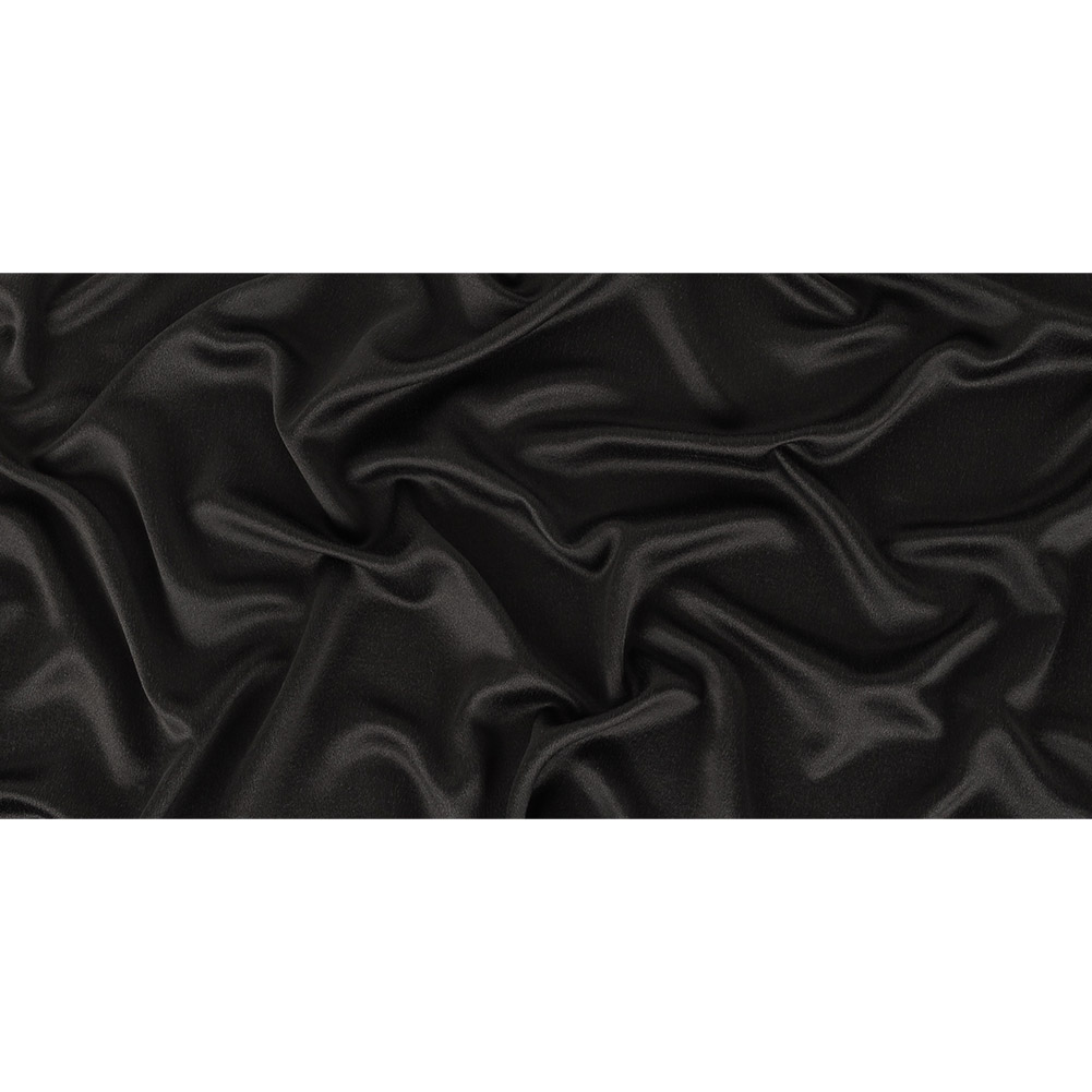 Black Textured Stretch Silk Crepe Back Satin - Full