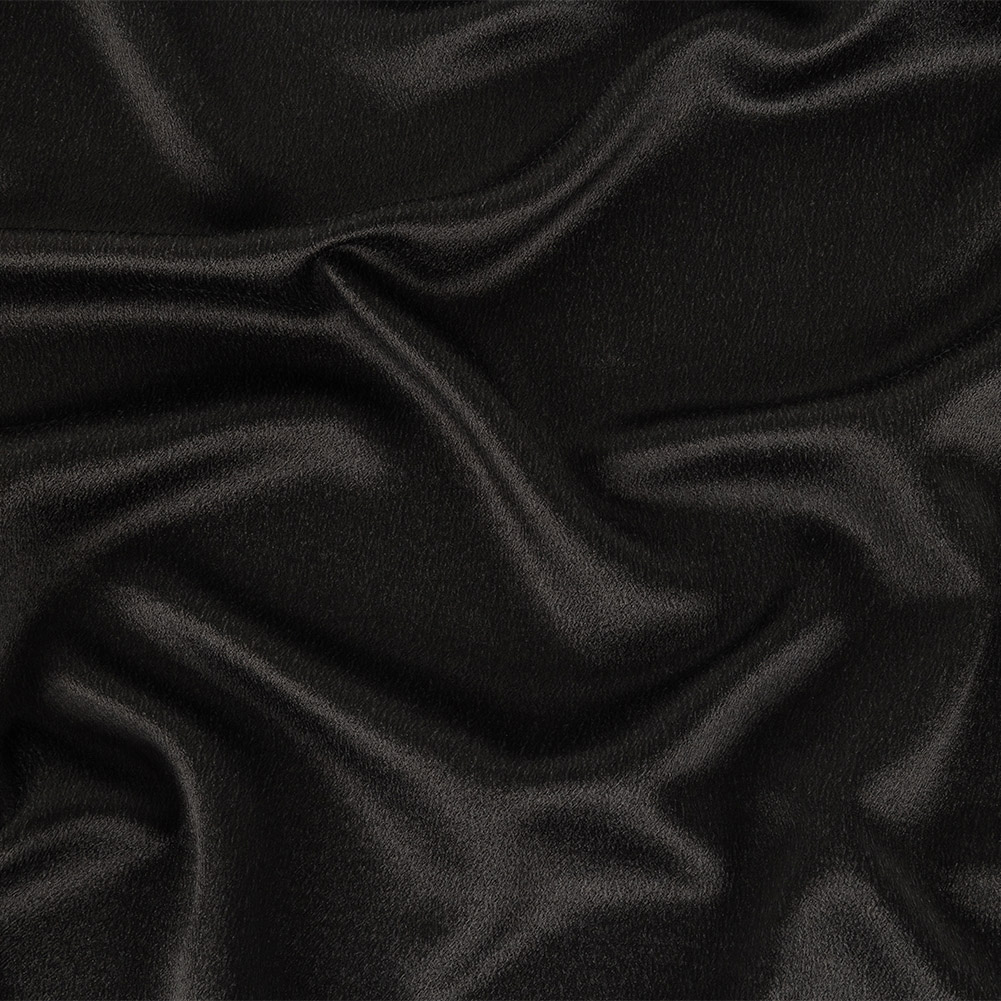 Black Textured Stretch Silk Crepe Back Satin