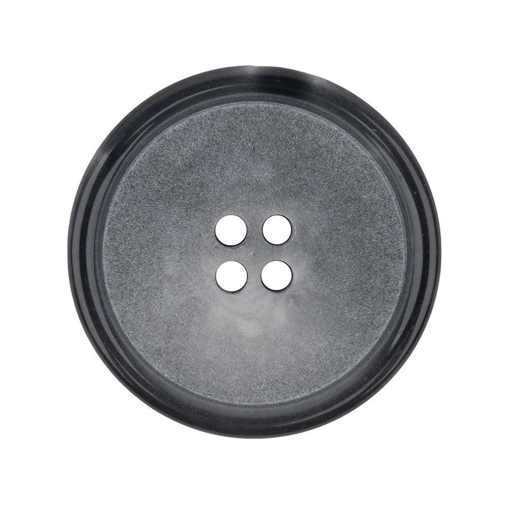 Matte Dove Gray and Shiny Midnight Narrow Rimmed 4-Hole Plastic Button - 44L/28mm