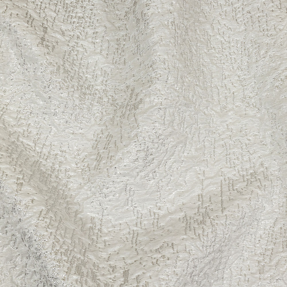 Metallic Silver and White Crinkled Luxury Brocade
