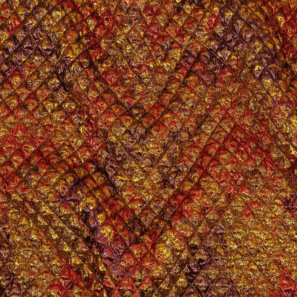 Metallic Red, Gold and Burgundy Diamond Quilted Luxury Brocade