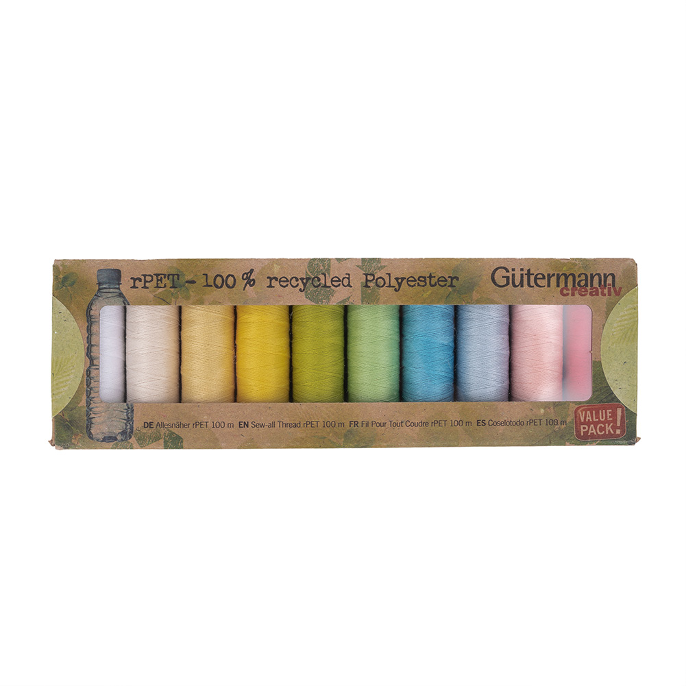 Gutermann Pastel Shades 100% Recycled Polyester Thread Set - 10ct