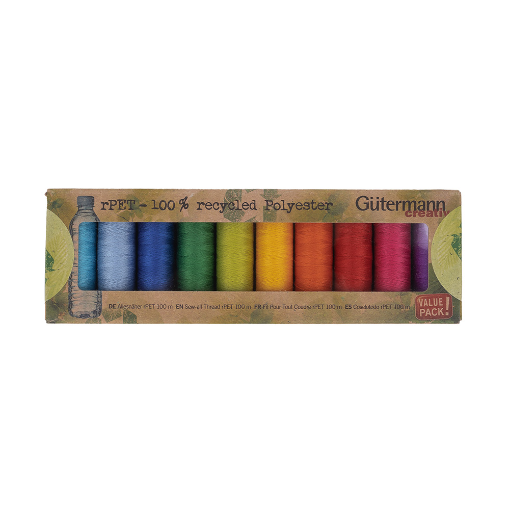 Gutermann Bright Shades 100% Recycled Polyester Thread Set - 10ct