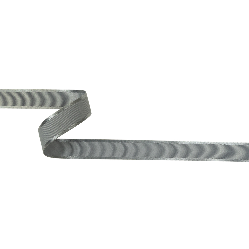 Silver Gray Satin-Edged Grosgrain Ribbon - 0.625