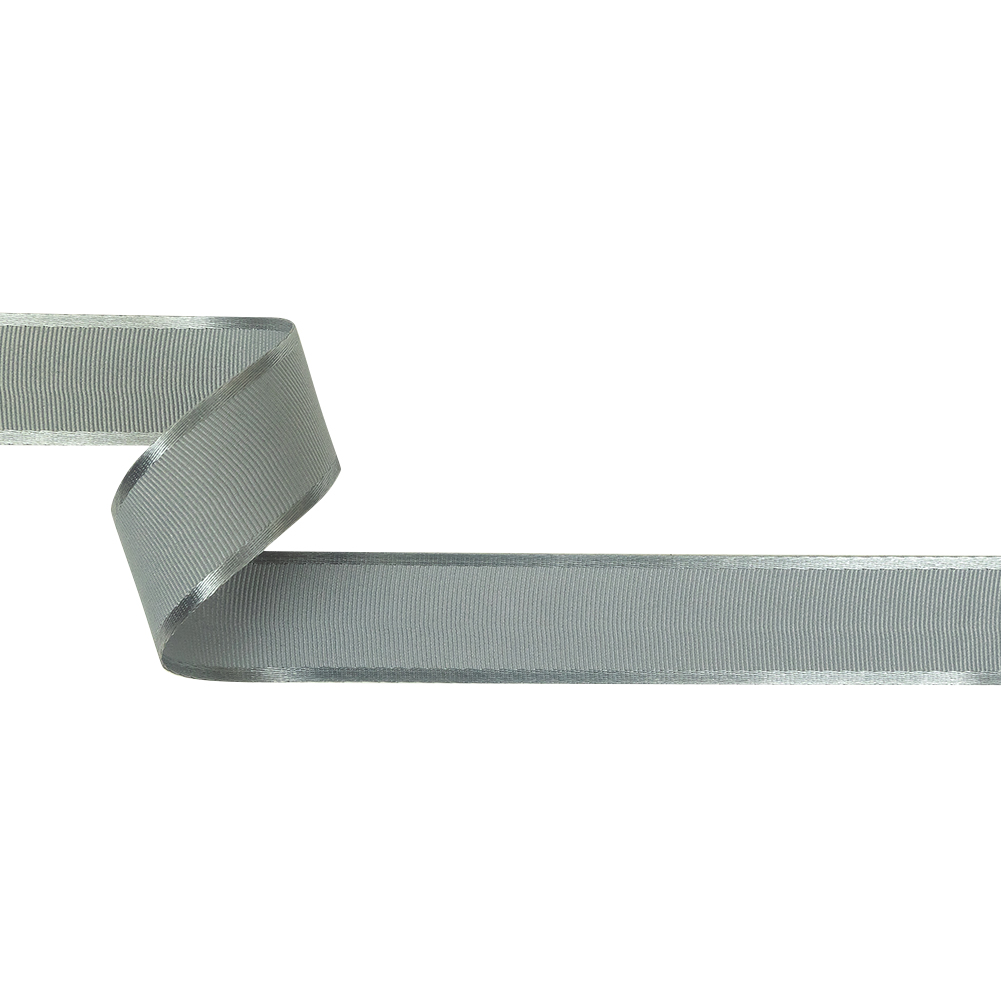 Silver Gray Satin-Edged Grosgrain Ribbon - 1