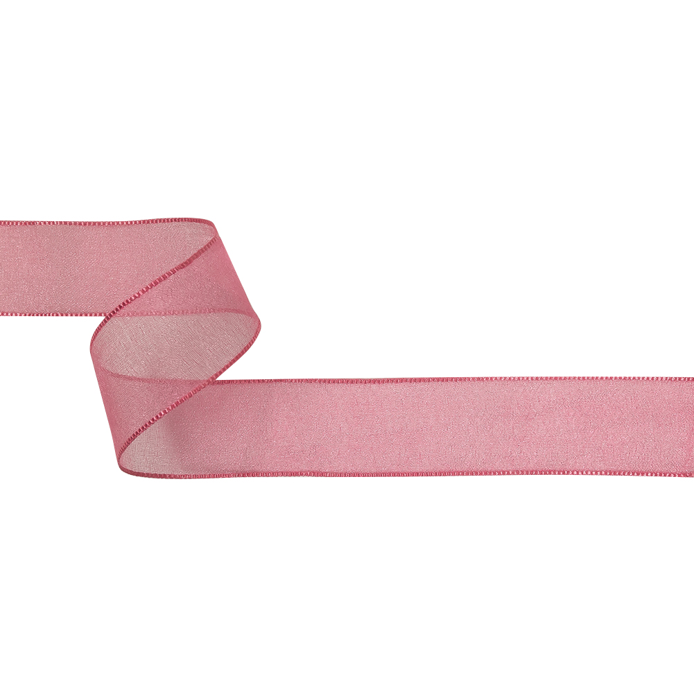Hot Pink Shimmering Organza Ribbon with Woven Edges - 1.125