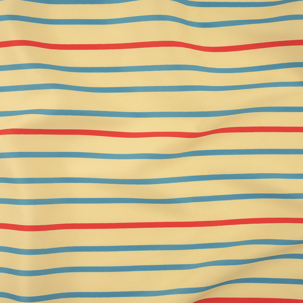 Sara Campbell Cream, Blue and Red Striped Polyester Woven