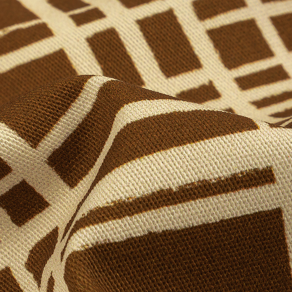 Mood Exclusive Brown Gridlock Stretch Cotton Twill - Detail