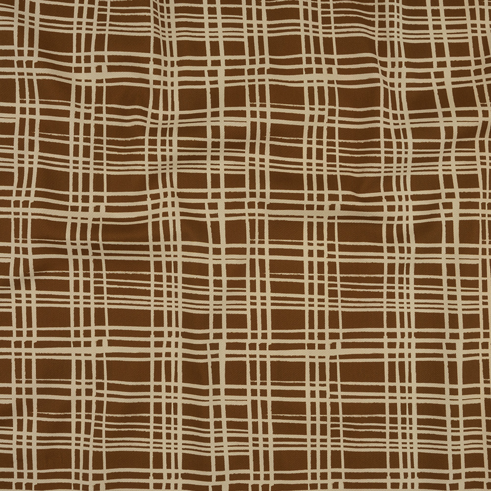 Mood Exclusive Brown Gridlock Stretch Cotton Twill