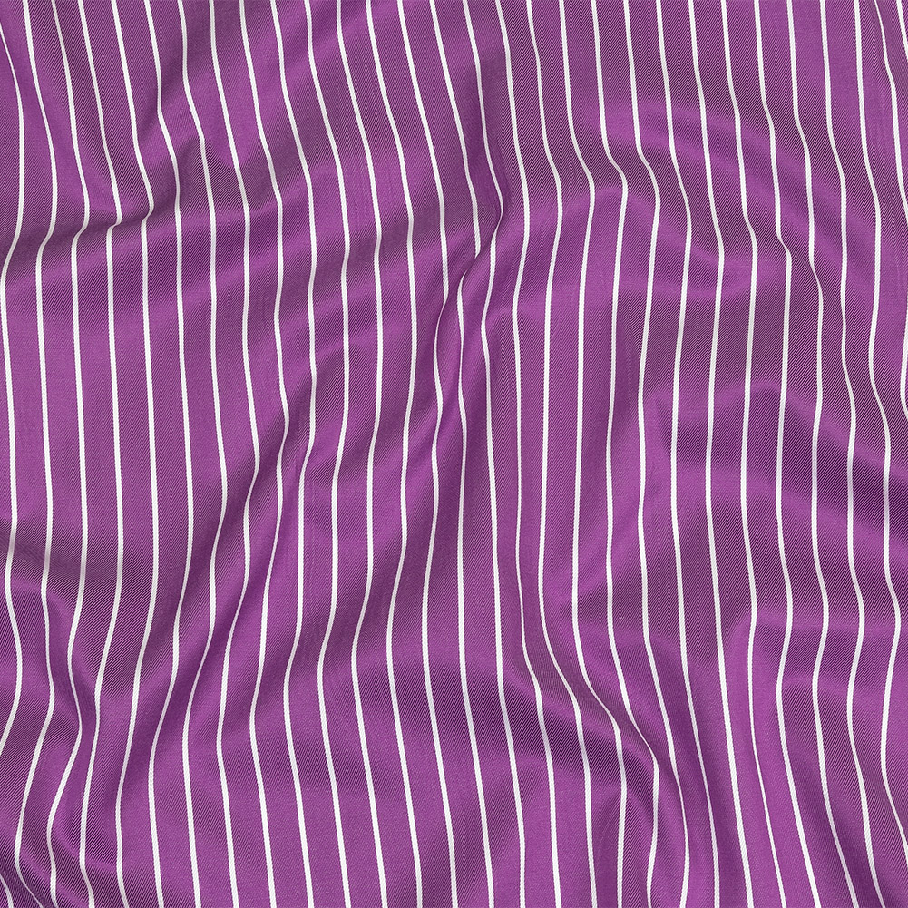 Purple and White Striped Cotton Twill