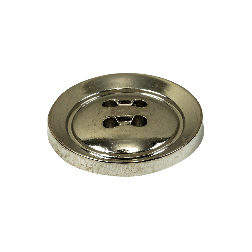 Italian Silver 4-Hole Tiny Mound Metal Button - 40L/25.5mm - Folded