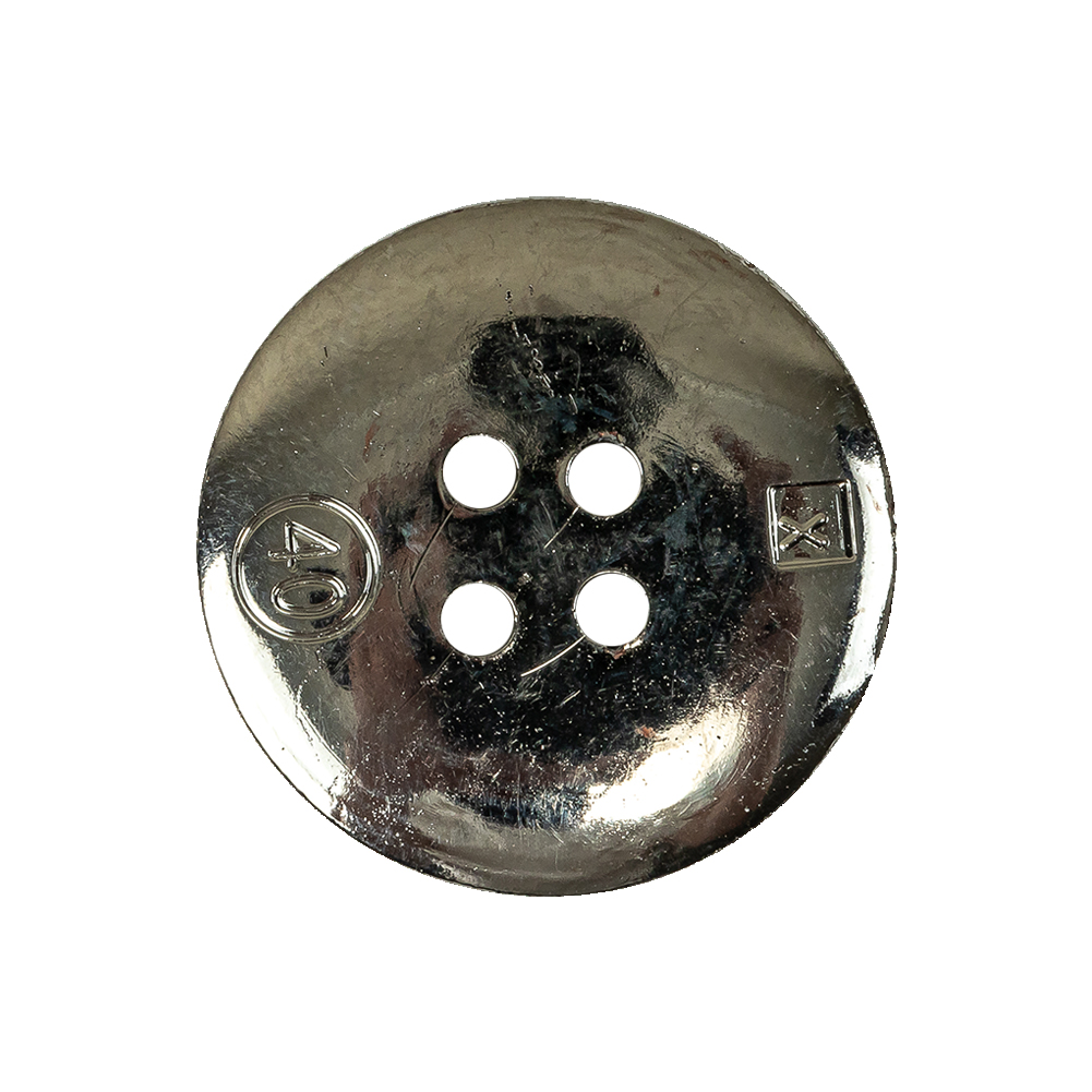 Italian Silver 4-Hole Tiny Mound Metal Button - 40L/25.5mm - Detail