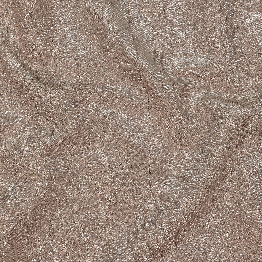 Metallic Silver and Rose Gold Crinkled Luxury Brocade with White Backing