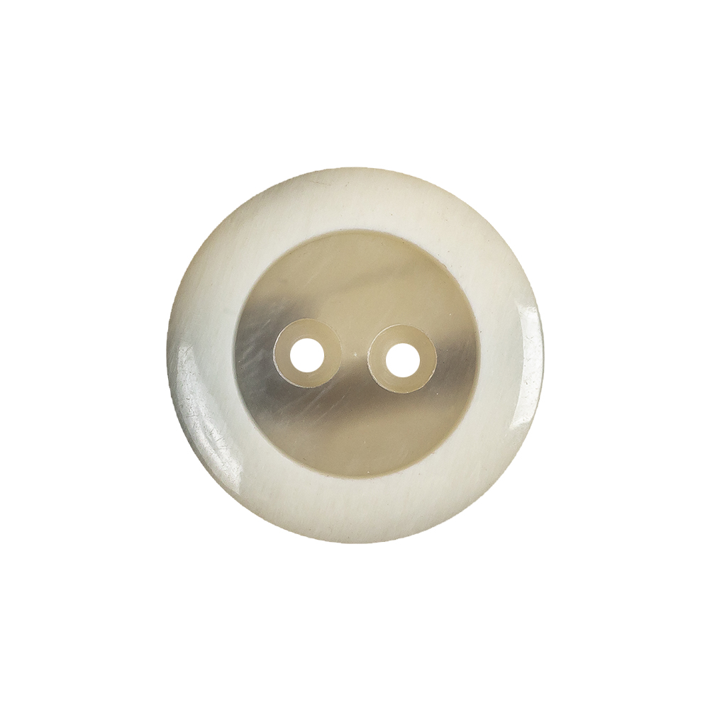 Cannoli Cream and Gray Swirled 2-Hole Plastic Dish Button - 36L/23mm