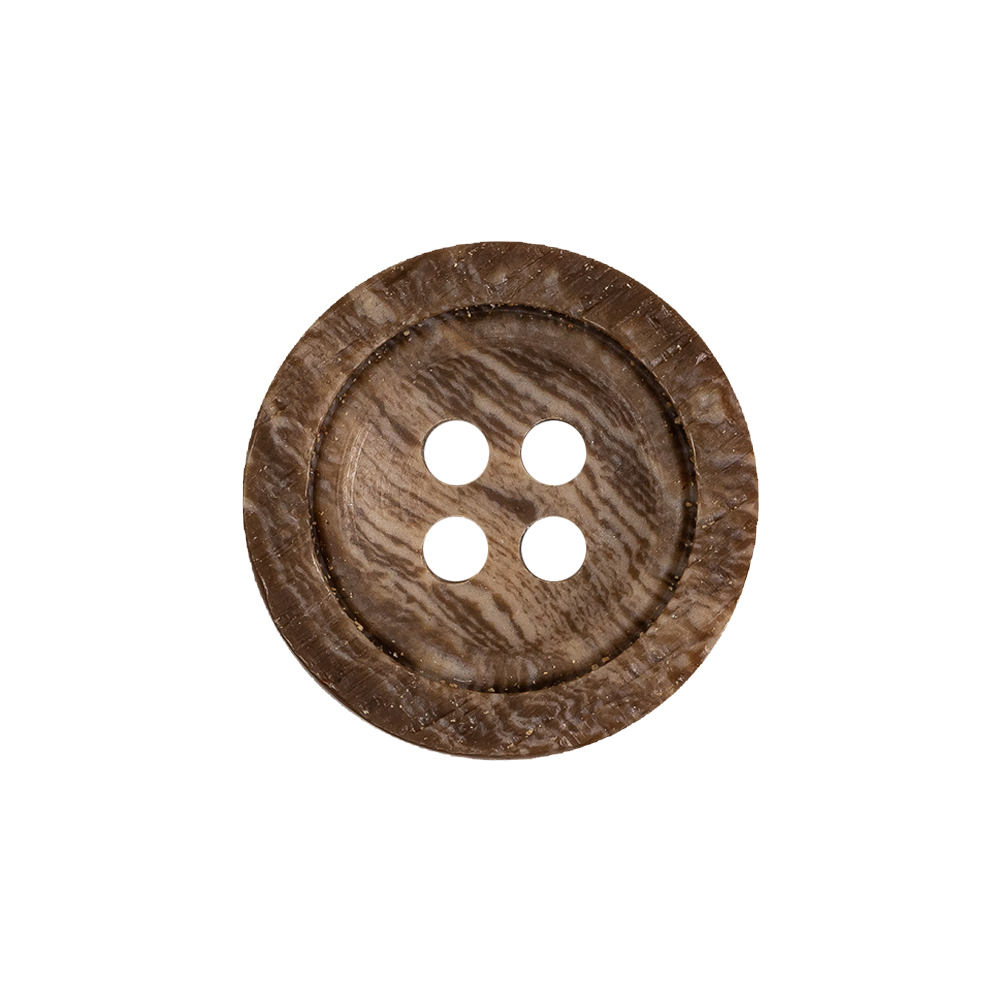 Brown Wood Grain 4-Hole Plastic Textured Button - 34L/21.5mm
