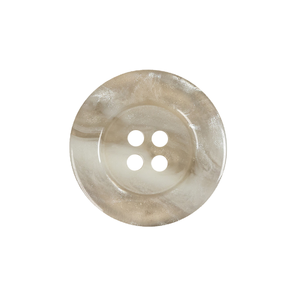 Translucent Bright White Shimmering 4-Hole Wide-Rimmed Plastic Button - 36L/23mm