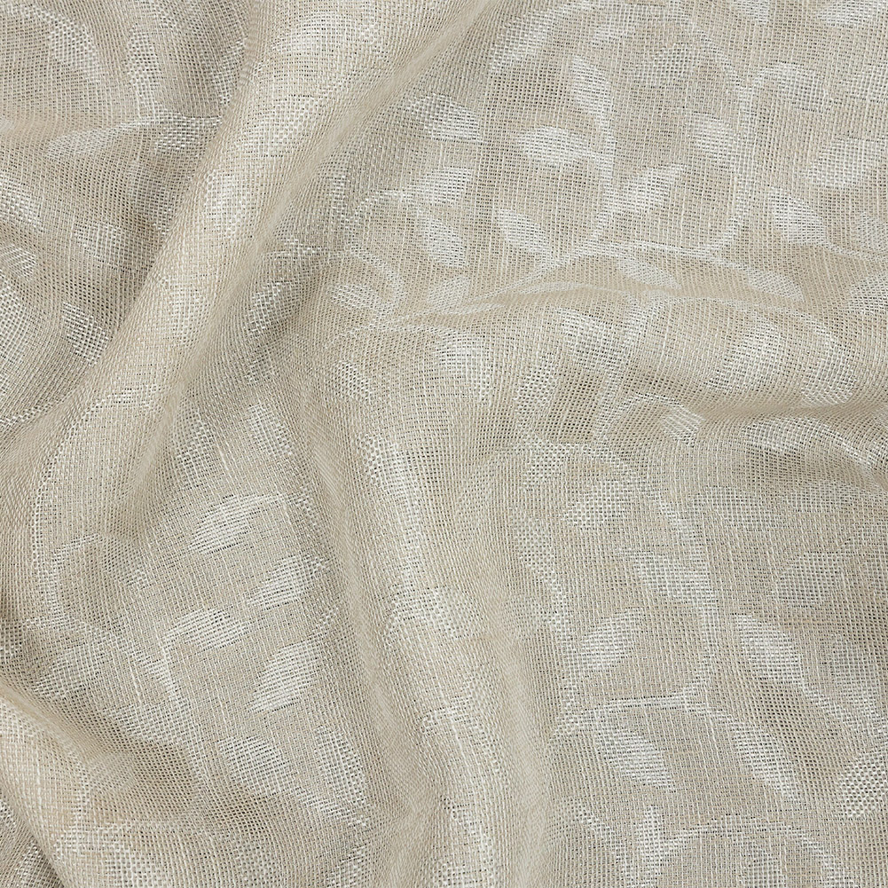 British Imported Oyster Double Width Foliage Drapery Jacquard