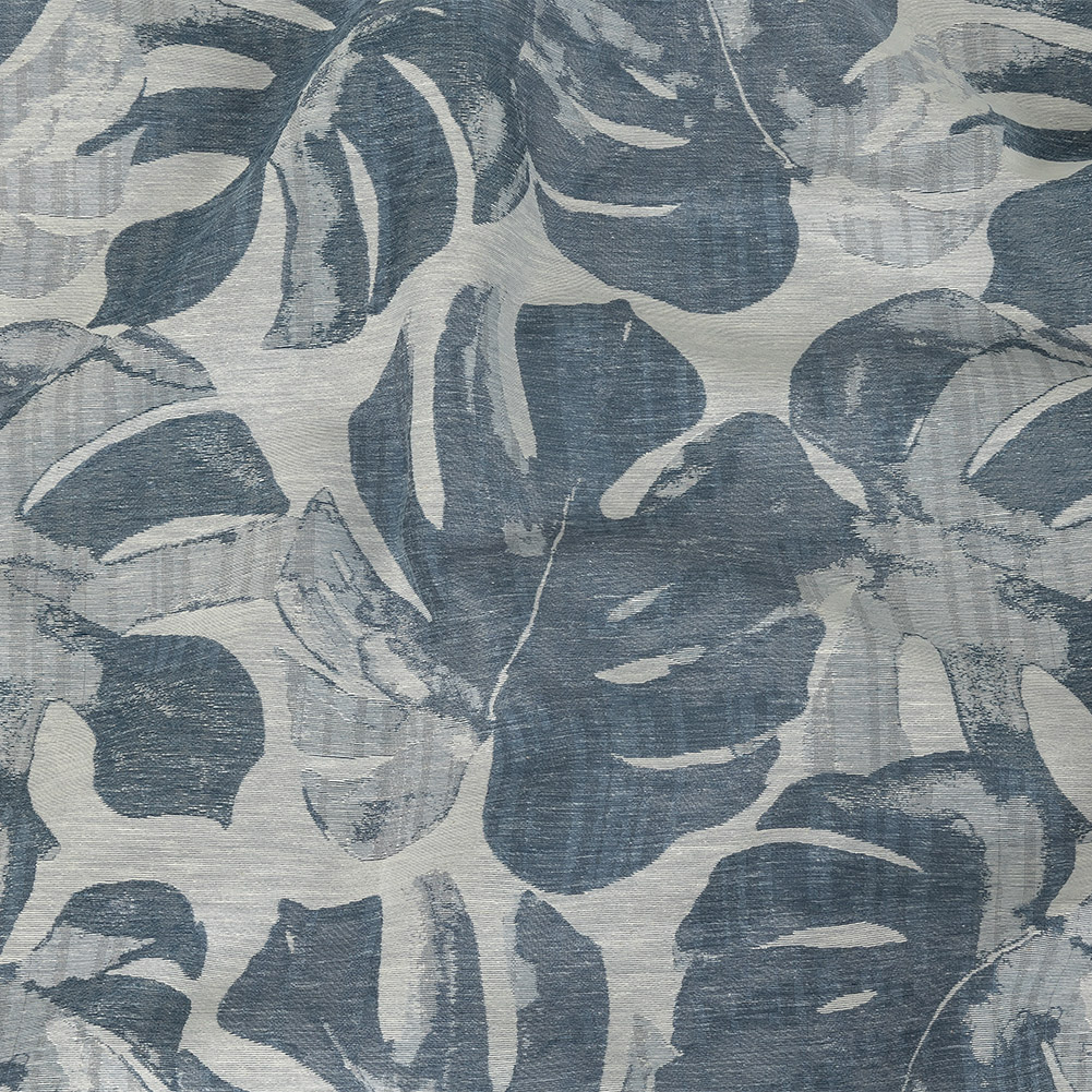 British Imported Ink Monstera Leaves Drapery Jacquard