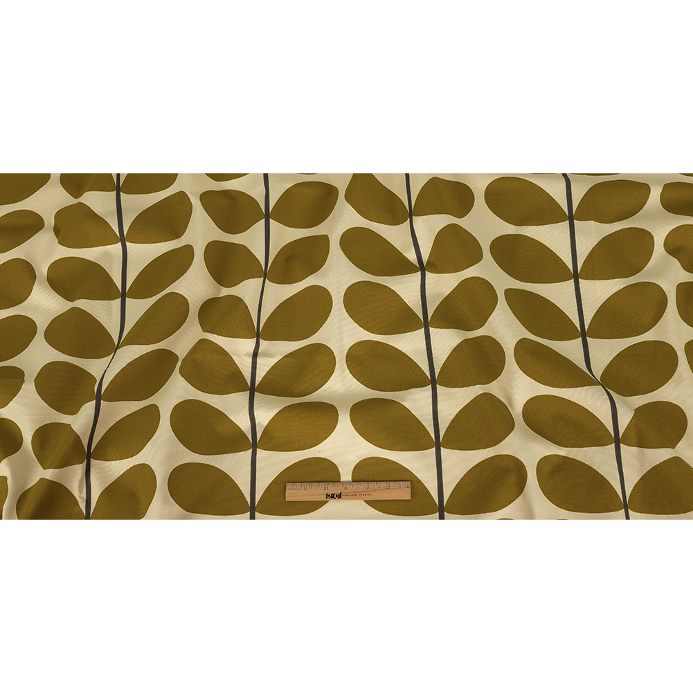 British Imported Olive Two-Toned Stems Printed Cotton Canvas - Full