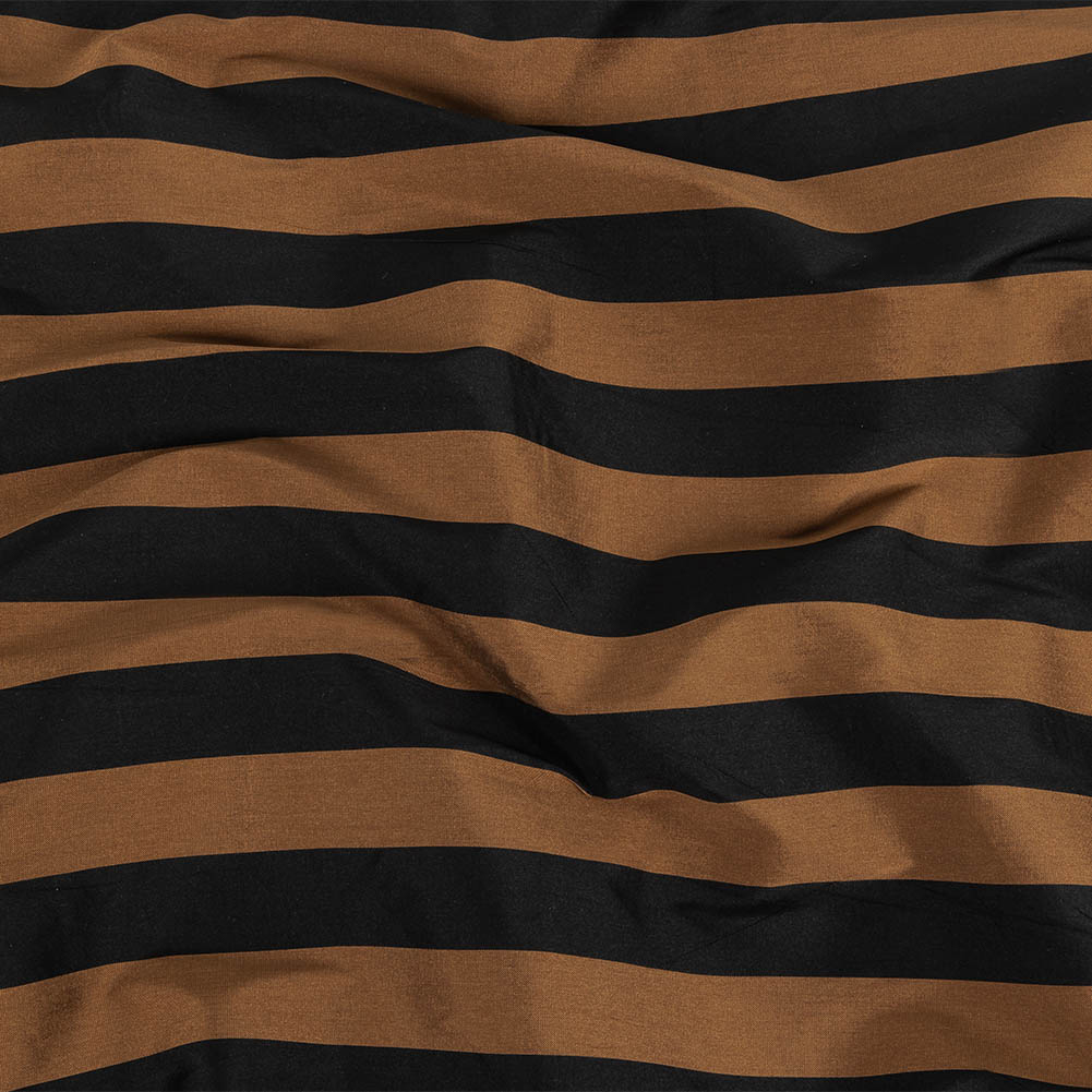 Black and Brown Awning Striped Polyester Taffeta