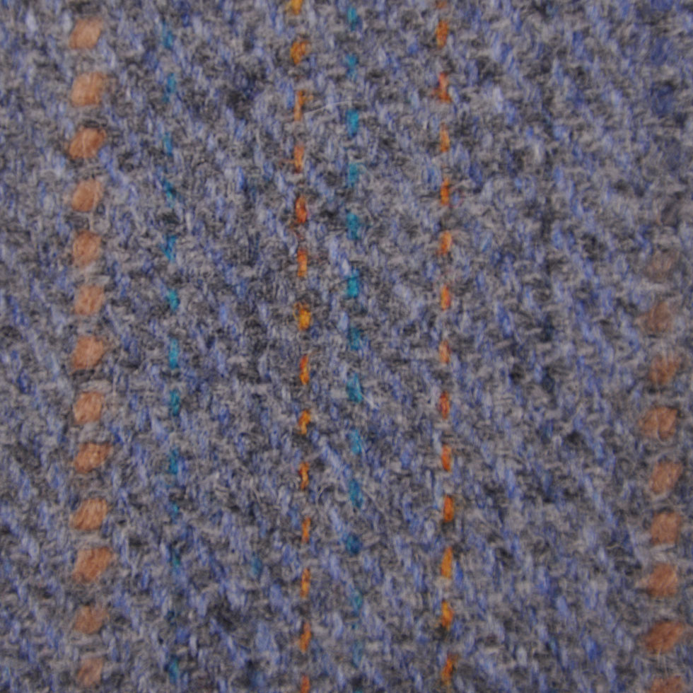 Italian Light Slate/Turquoise/Clay Striped Wool Twill